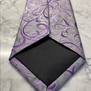 Alfani Purple and Silver Swirl Silk Tie